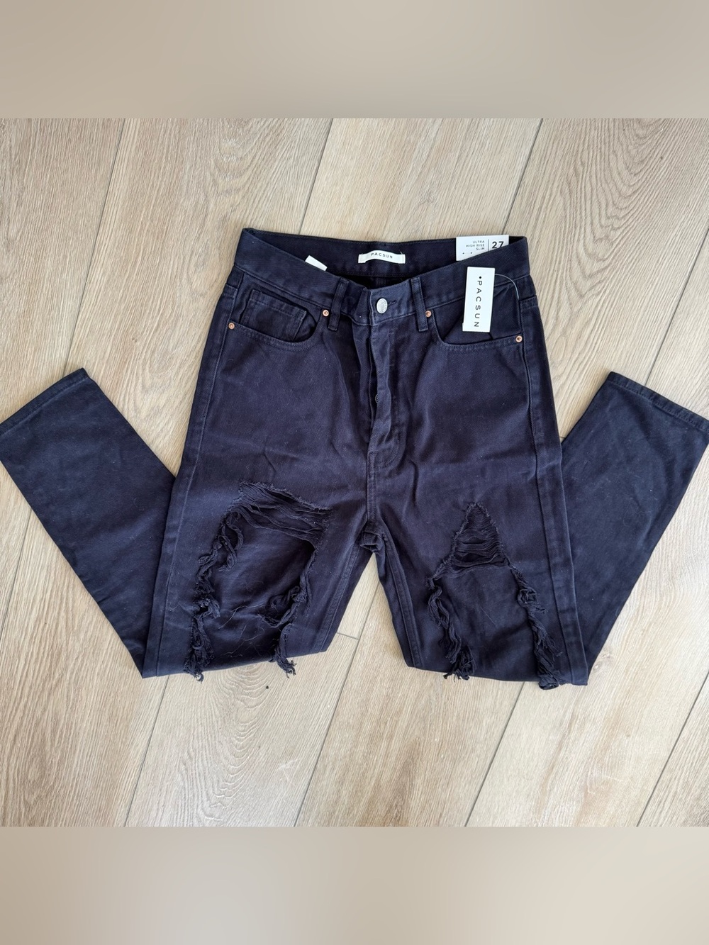 PacSun Black Distressed Ultra High-Rise Slim Skinny Denim Jeans